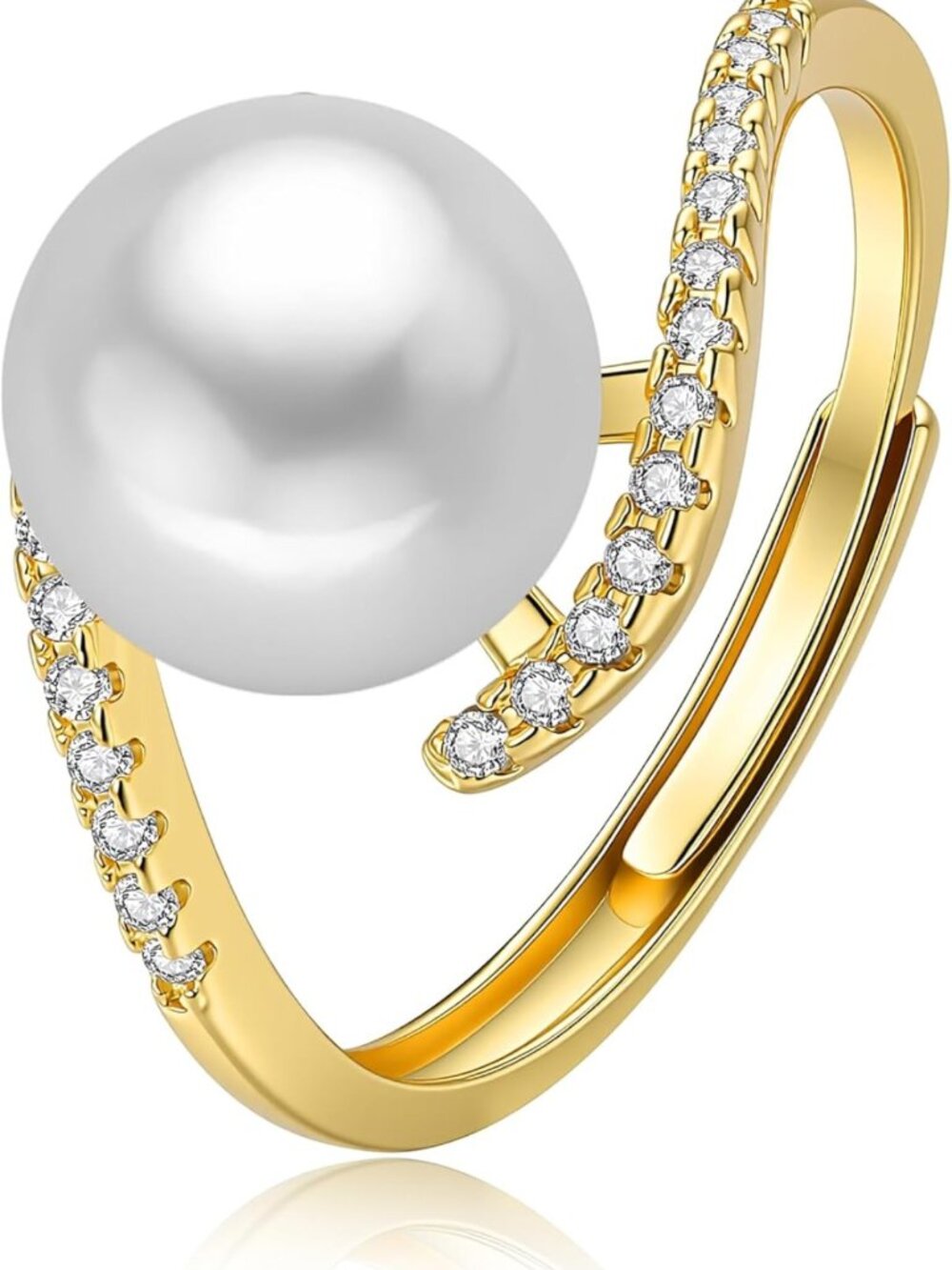 Elegant Gold Pearl Ring for Women | Adjustable Baroque Design | Chunky Statement